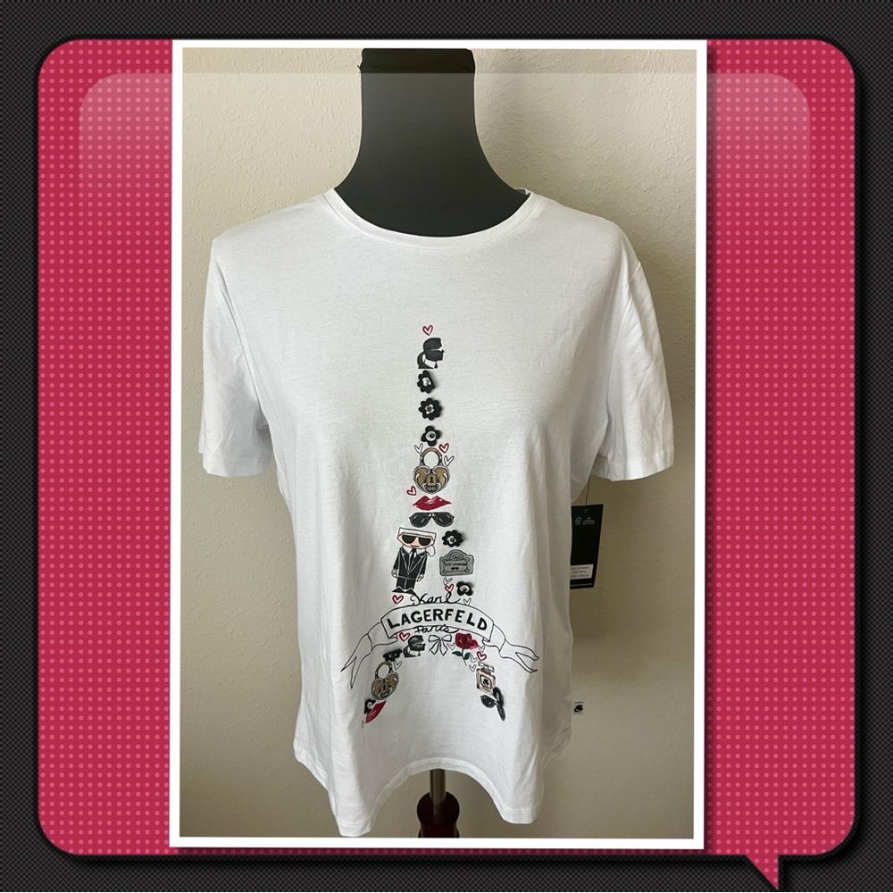NWT KARL LAGERFELD “TOWER OF PISA” TEE SZ L
